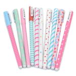 Fluent Writting Pen, 10 Pcs 0.38 mm 10 Color Black Ink Rolling Ball Cute Gel Ink Pen for Student and School Office Supplies (A)