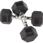 Signature Fitness Rubber Encased Hex Dumbbell, 10LB Pair