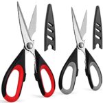 Tpotato kitchen scissors,kitchen shears heavy duty dishwasher safe,Stainless Steel Sharp utility food cooking Scissors multipurpose with cover cutting Meat, Poultry, Vegetables, fish,2 Pack