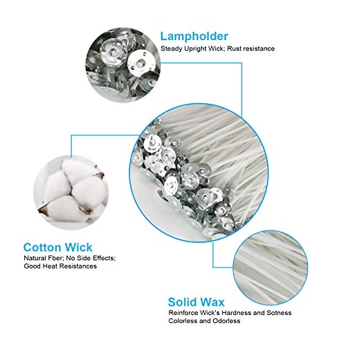 Candle Wicks 100 Pcs 6 inch with 30Pcs Candle Wick Stickers and 10 Pcs Wooden Candle Wick Centering Device for Soy Beeswax Candle Making and Candle DIY - Image 2