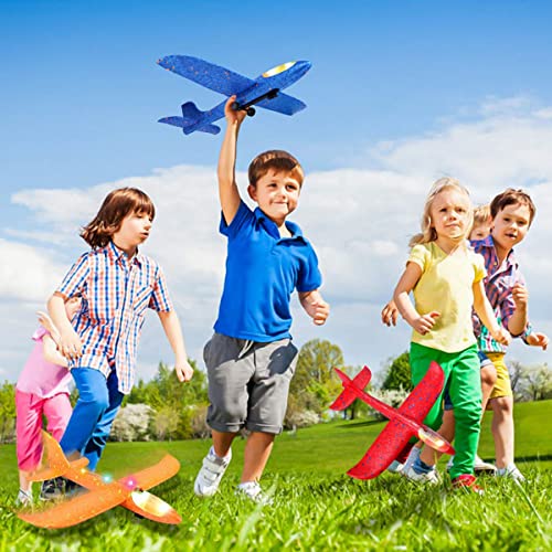 3 Pack Airplane Launcher Toy, 12.6" Foam Glider Led Plane, 2 Flight Mode Catapult Plane for Kids Outdoor Sport Flying Toys Gifts for 4 5 6 7 8 9 10 12 Year Old Boys Girls - Image 2