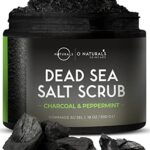 O Naturals Activated Charcoal Mens Body Scrub, Dead Sea Salt Scrub for Men, Anti-Aging Mens Skin Care, Charcoal Natural Body Exfoliating Scrub, Mens Face Scrub, Hand scrub & Body Polish 18oz