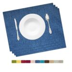 HOMEYNICE Placemat Set-Washable Place Mats for Parties, Elegant Table Mats for Kitchen Table, Set of 4 Dining Table Placemats, Heat-Resistant Cloth Placemats for Indoor and Outdoor,13x19-Navy Blue