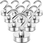 MIKEDE Magnetic Hooks Heavy Duty, 25Lbs Neodymium Magnets with Hooks for Refrigerator, 10Pcs Strong Cruise Hooks for Hanging, Magnetic Hanger for Grill, Toolbox, Storage
