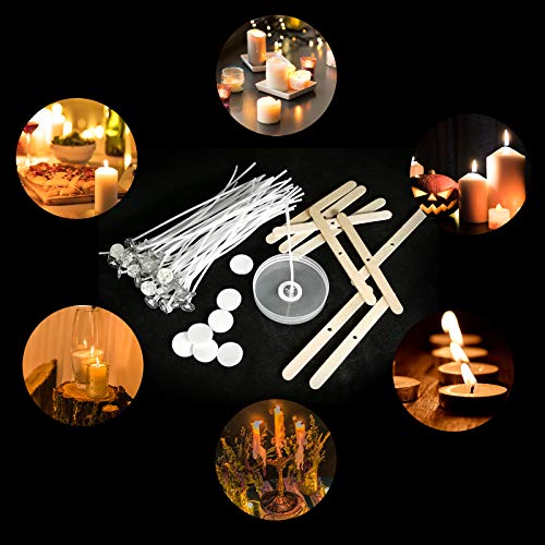 Candle Wicks 100 Pcs 6 inch with 30Pcs Candle Wick Stickers and 10 Pcs Wooden Candle Wick Centering Device for Soy Beeswax Candle Making and Candle DIY - Image 3