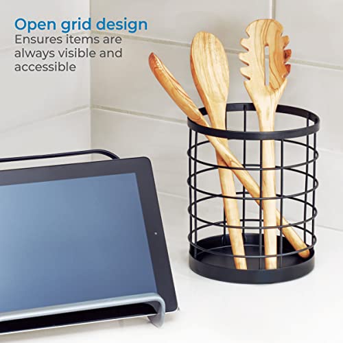 iDesign Wire Utensil Holder for Kitchen Counter, The Austin Collection - 6" x 6" x 7", Matte Black - Image 4