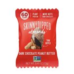 SkinnyDipped Dark Chocolate Peanut Butter Almonds, Healthy Snack, Plant Protein, Gluten Free, 0.46 oz Mini Bags, Pack of 24