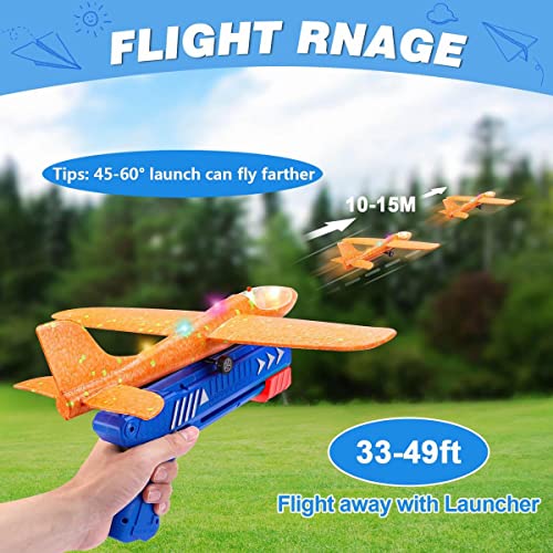 3 Pack Airplane Launcher Toy, 12.6" Foam Glider Led Plane, 2 Flight Mode Catapult Plane for Kids Outdoor Sport Flying Toys Gifts for 4 5 6 7 8 9 10 12 Year Old Boys Girls - Image 4