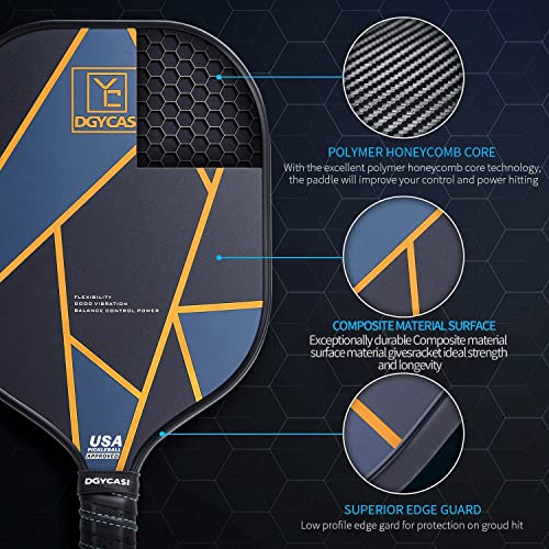 YC DGYCASI Graphite Pickleball Paddles Set of 2, 2022 USAPA Approved, Carbon Fiber Surface (CHS), Polypropylene Honeycomb Core, Anti-Slip Sweat-Absorbing Grip, 4 Pickleball, Portable Carry Bag - Image 8