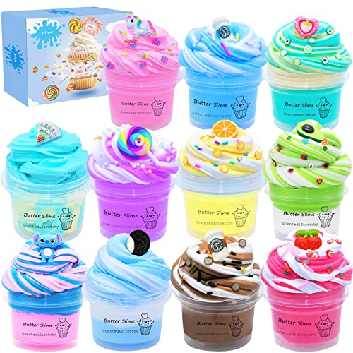 Butter Slime Kit Two-Toned 11 Packed Fidget Toy, Educational Slime Toys, Birthday Gifts Prize Party Favors for Girl Boys Kids 6 7 8 9 10 11 12 - Image 2