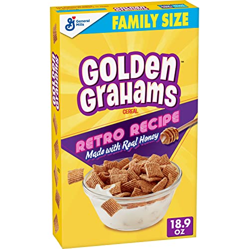 Golden Grahams Breakfast Cereal, Graham Cracker Taste, Whole Grain, Family Size, 18.9 oz