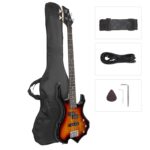 GLARRY Electric Bass Guitar 4 Strings Buring Fire Style Full Size for Beginner Right Hand with Bag, Strap and Accessories (Sunset)
